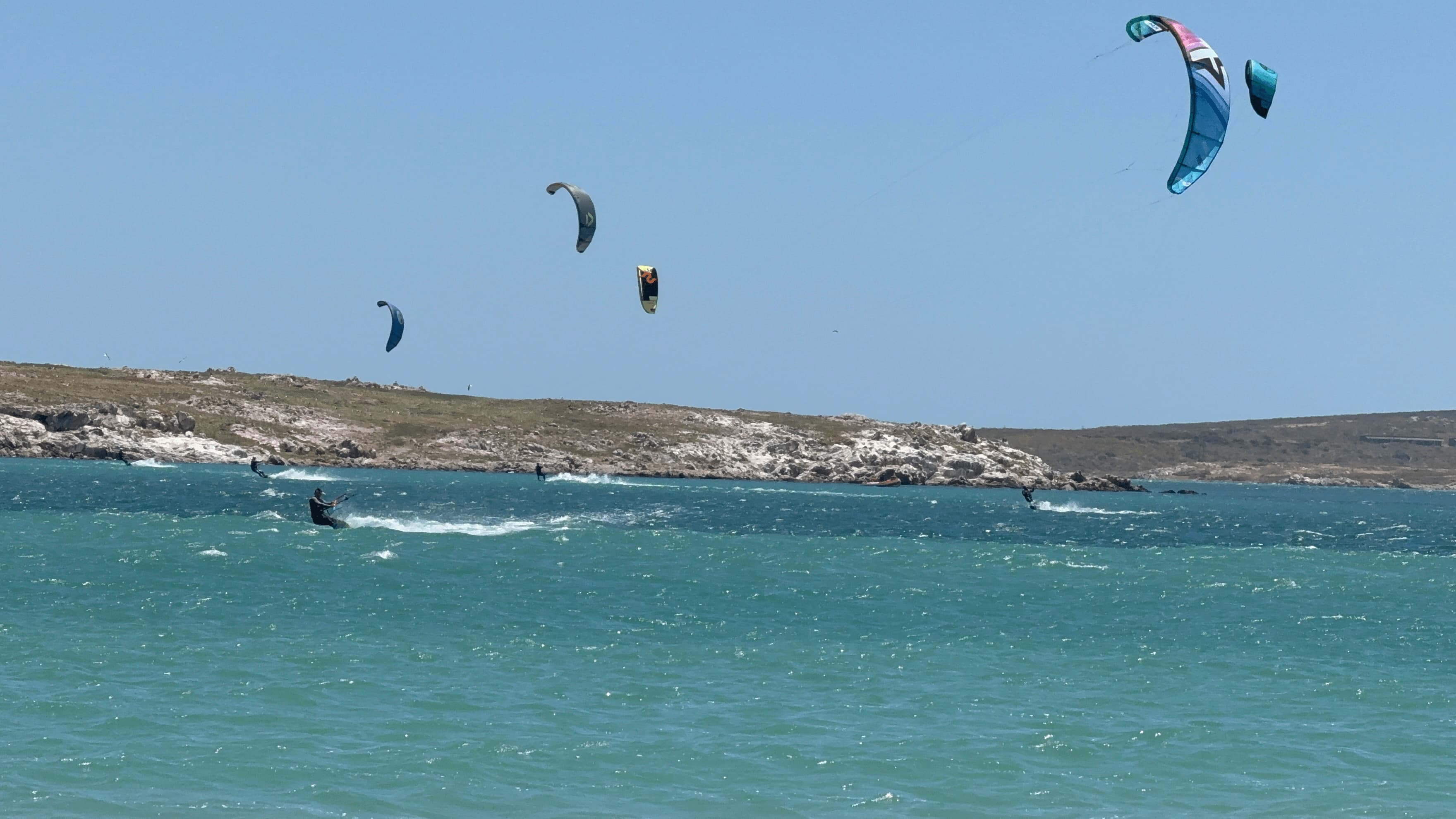 Kitesurfing action near Schaapen Island Langebaan