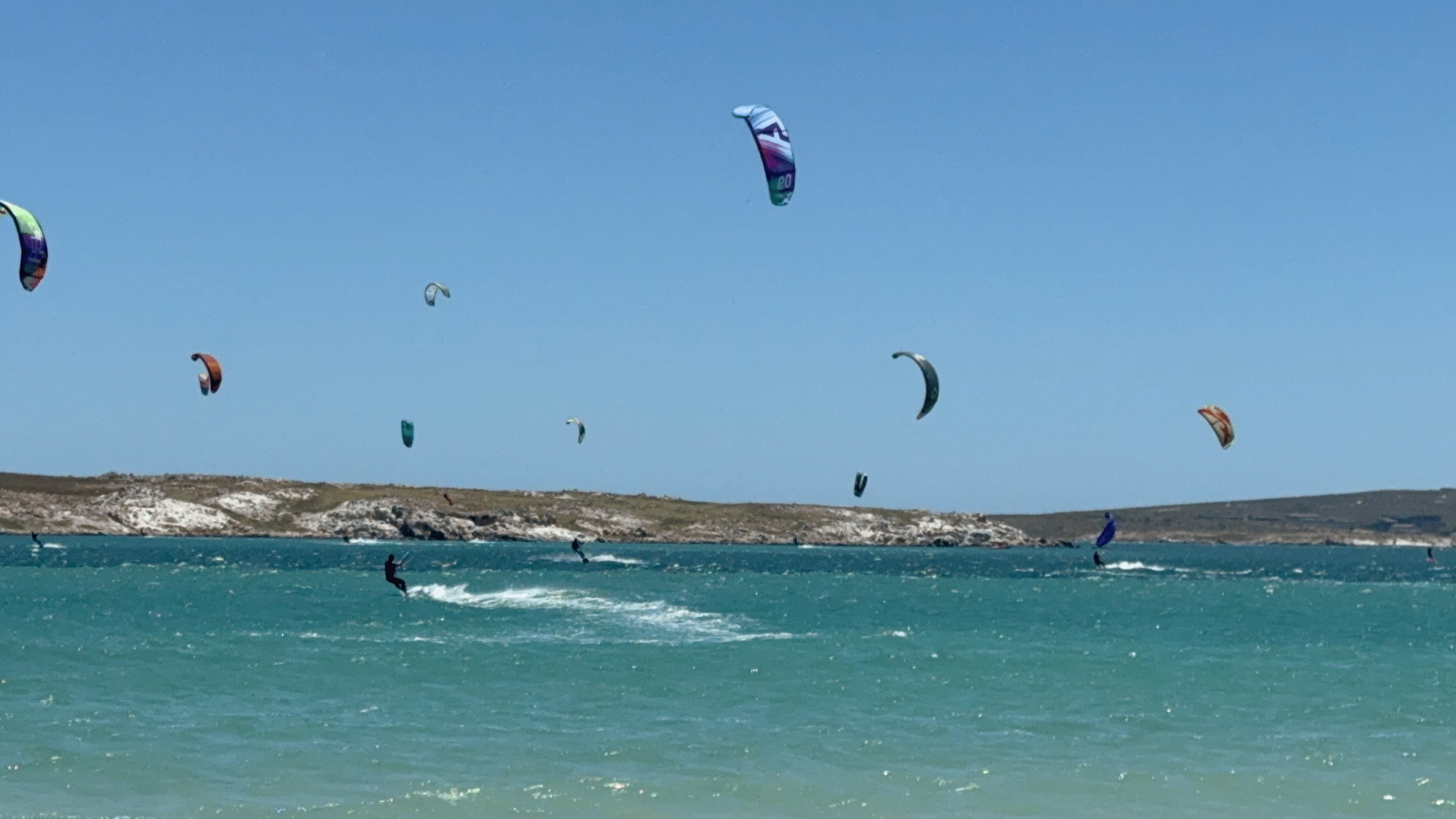 Dozens of colourful kites across Langebaan lagoon