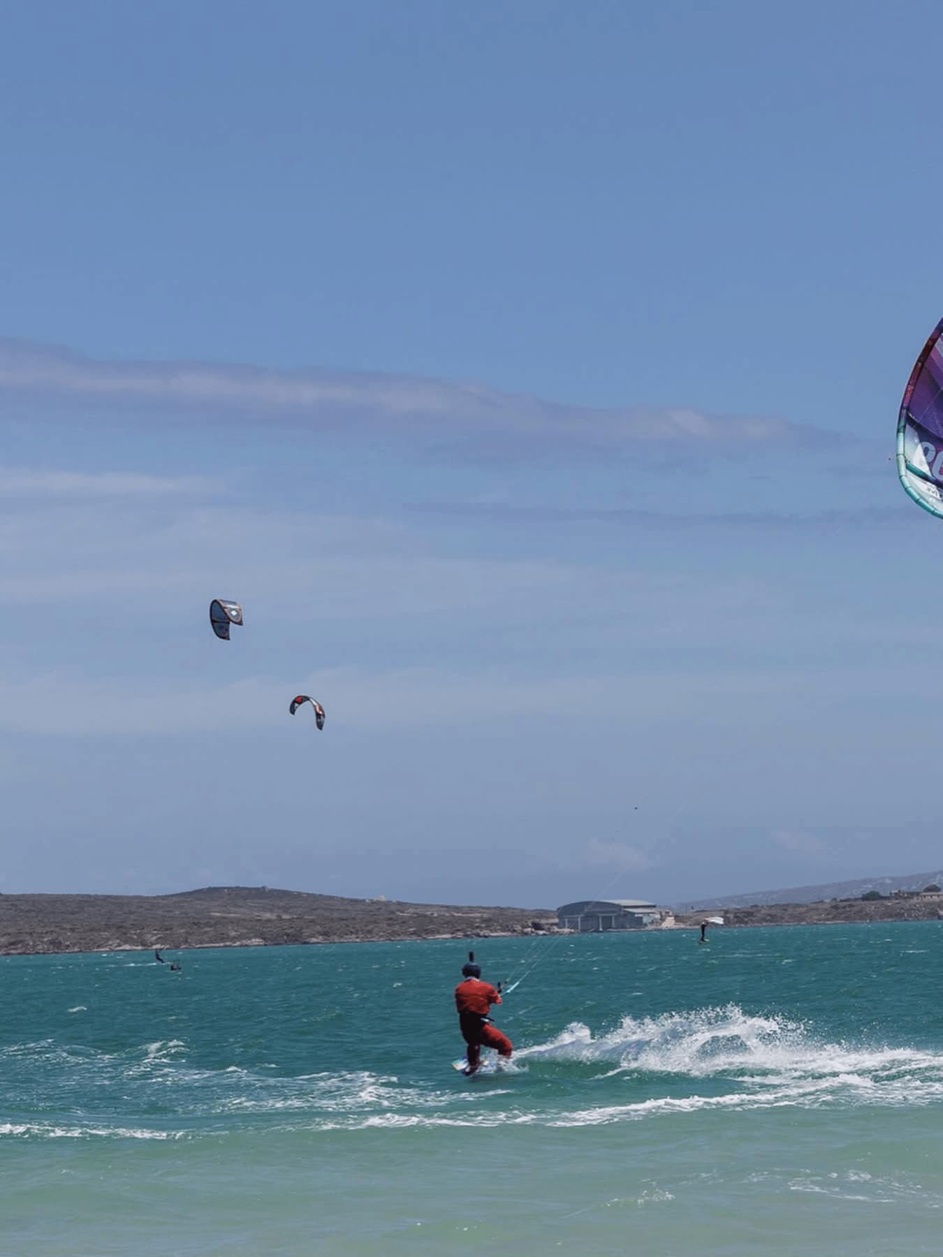 Kiteboarding on the Langebaan lagoon flats