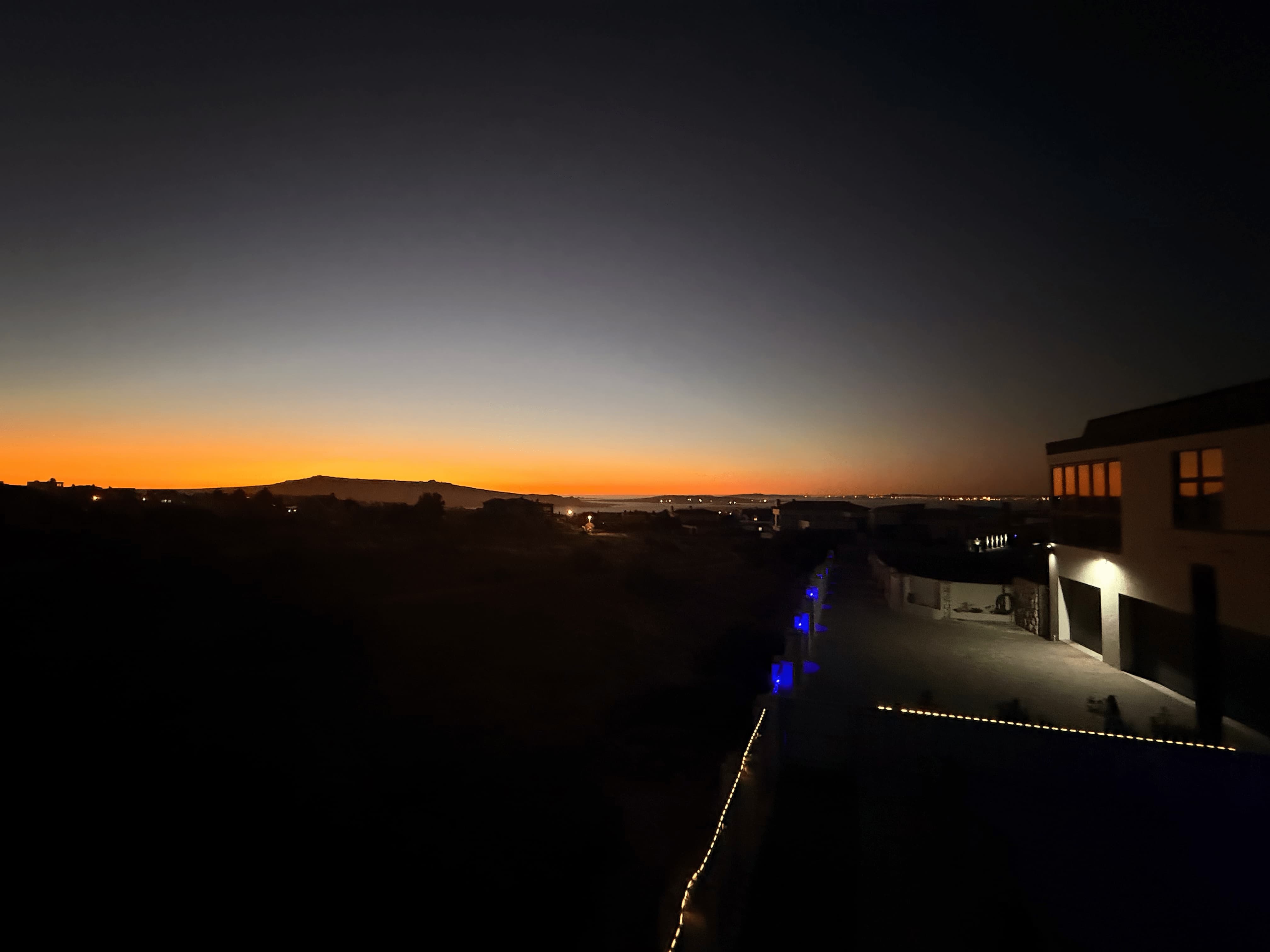 Last light fading over Langebaan at night